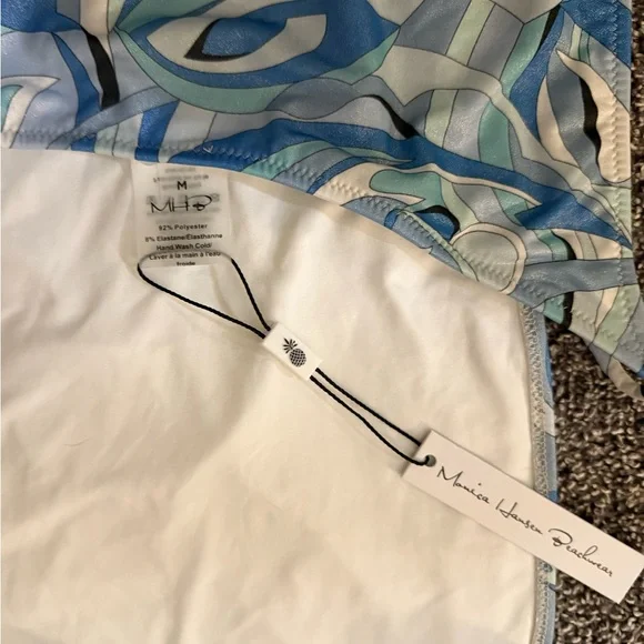 Monica Hansen Beachwear Vintage Chic Money Maker Abstract Blue one piece size M - Picture 6 of 7